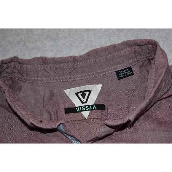 Vissla Button Down Shirt Mens Size XL Cotton Long Sleeve Maroon - Picture 9 of 9